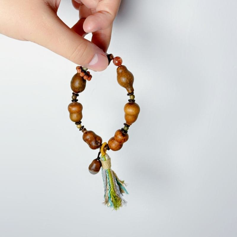 Alxa agate raw stone beads tassel gourd bracelet