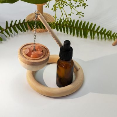 Pendant Hanging Himalayan Salt Elevated Aromatherapy Essential Oil Diffuser Wood