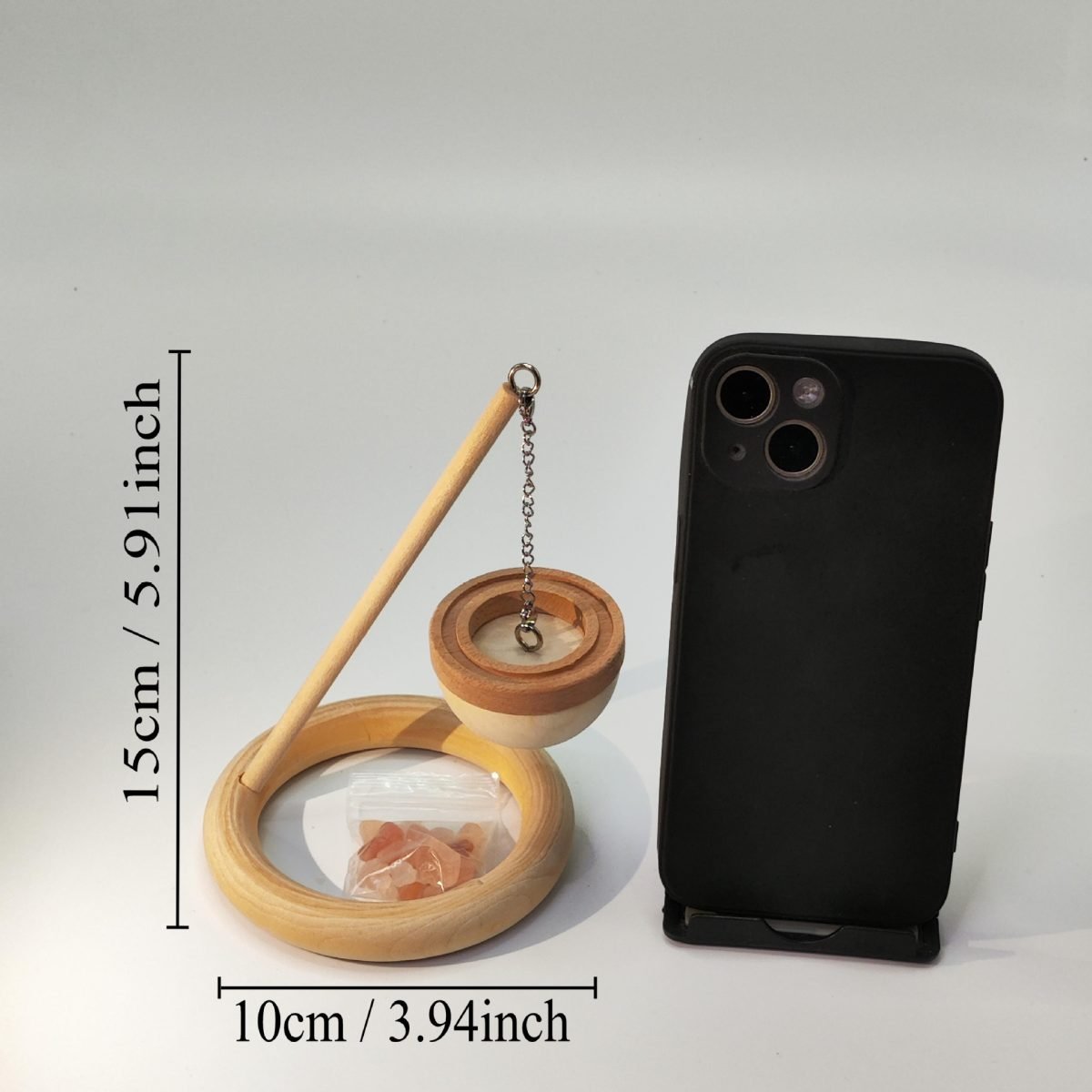 Pendant Hanging Himalayan Salt Elevated Aromatherapy Essential Oil Diffuser Wood